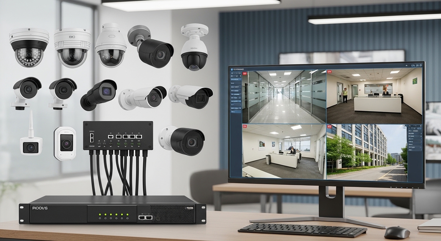 CCTV DVR system connected with monitor